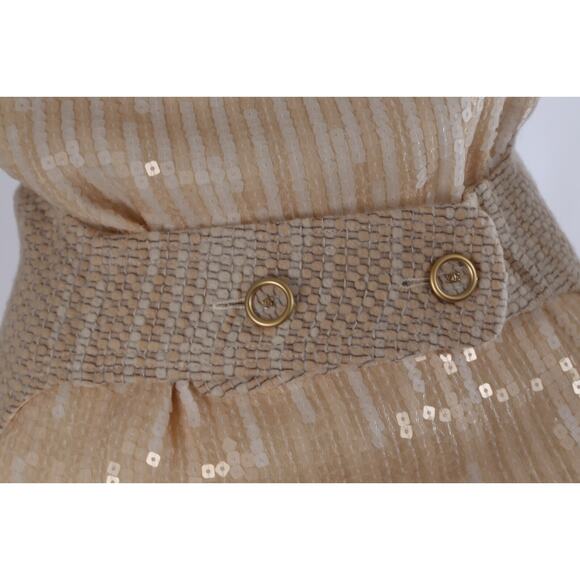 CHANEL 01A Fall 01 Beige 2 Piece Sleeveless Sequin Dress Maxi Tweed Coat Suit 38 - Picture 12 of 16